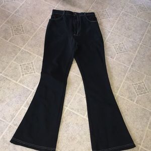 HOUSE OF FIELD STRETCH BLACK FLARE LEG PANTS EUC